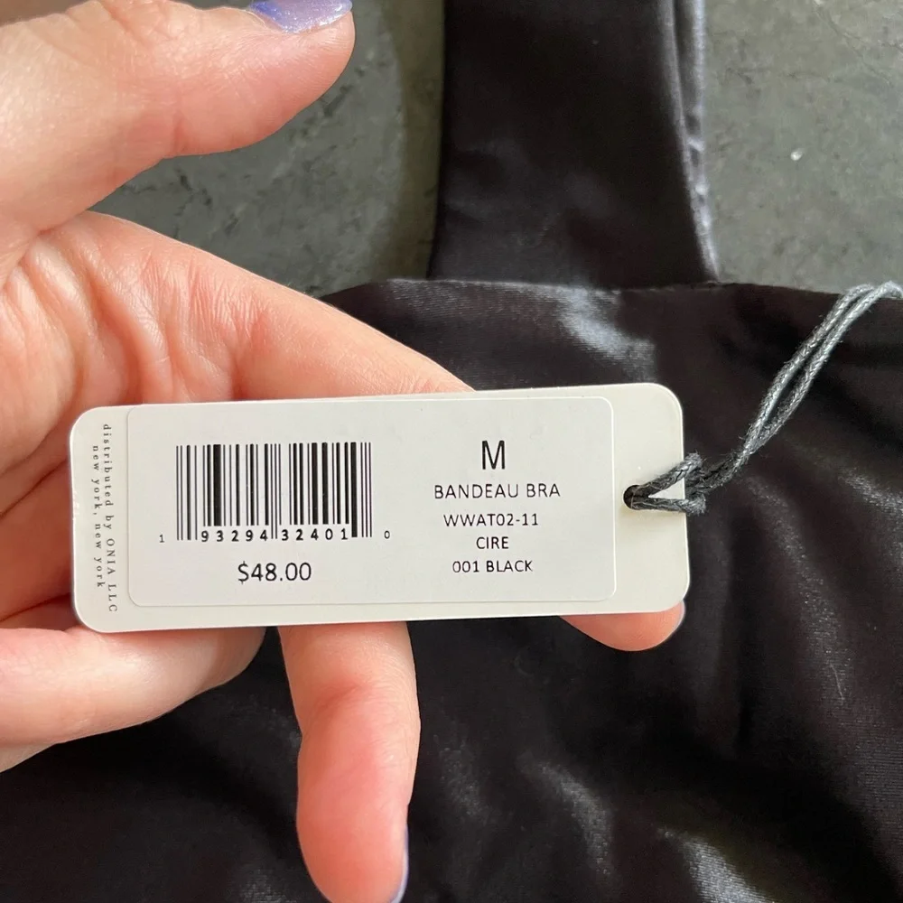 NEW Revolve WeWoreWhat Bandeau Bra Top in Black Shine M - Picture 4 of 6